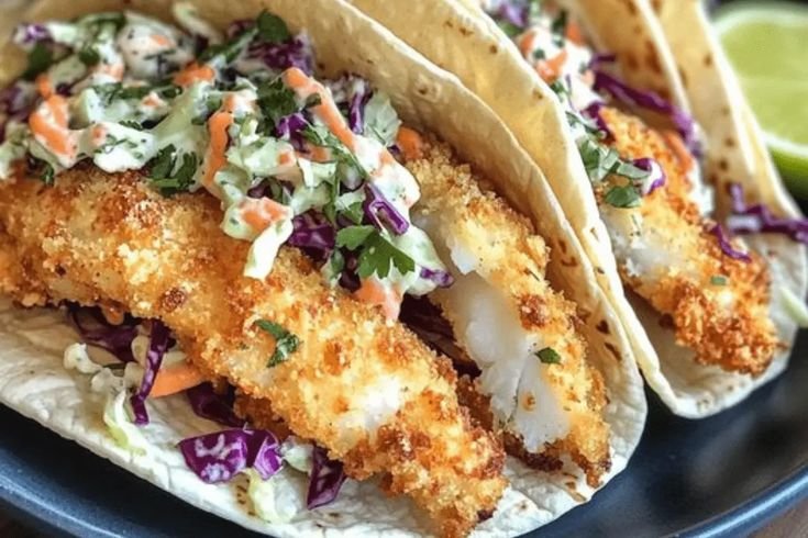 Fish Tacos with Cilantro Lime Slaw